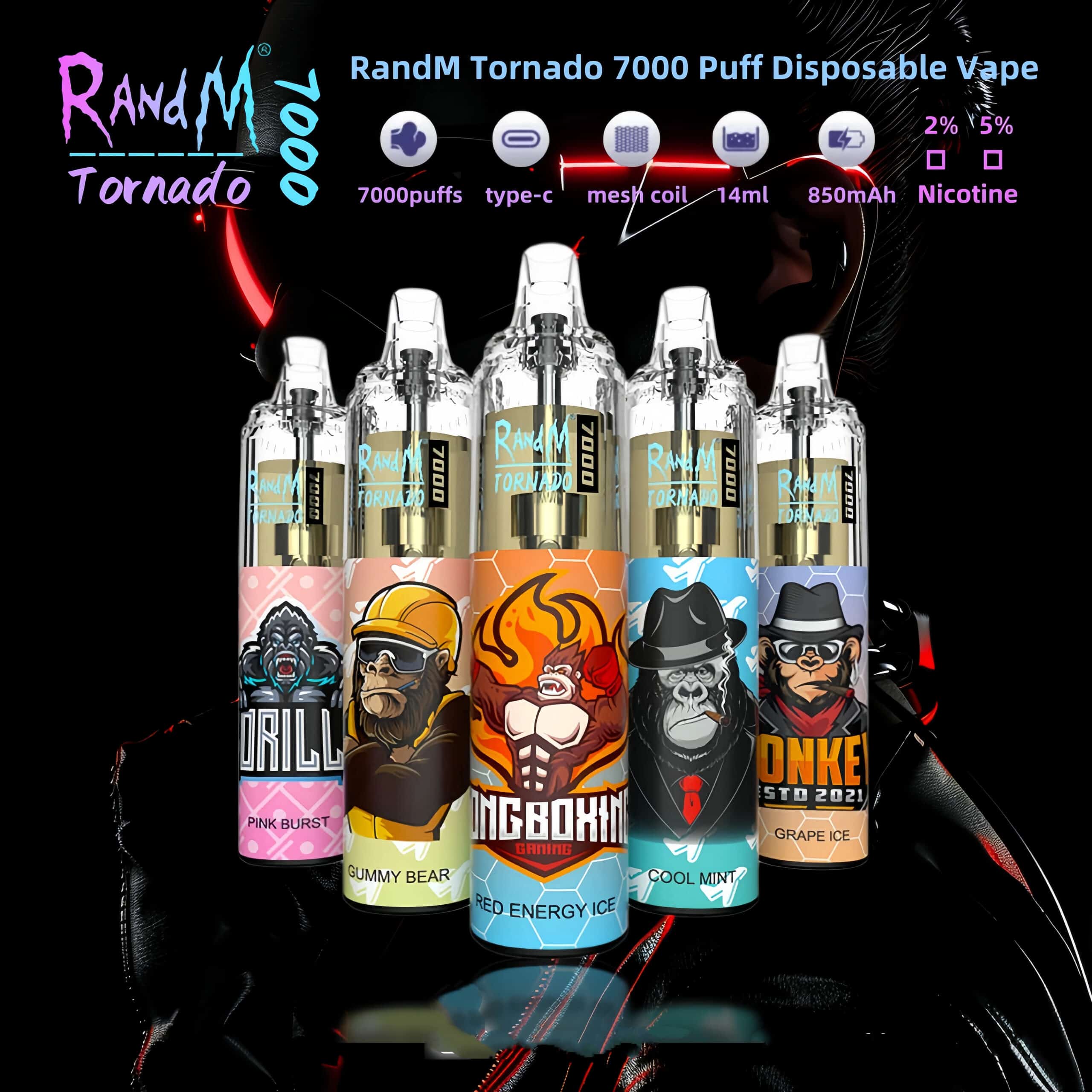Randm Tornado 7000 Puffs|龍捲風拋棄式電子煙 歐美人氣爆款:圖片 5