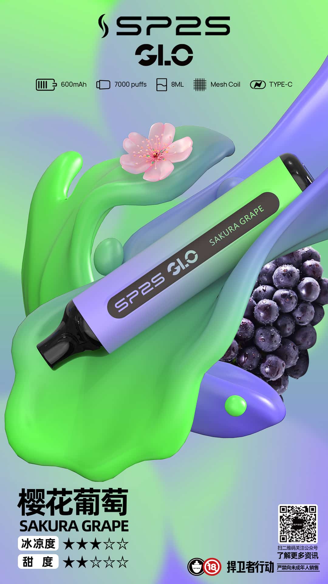 SP2S GLO 7000口霧化器|持久穩定輸出 暢享大煙量 買五送一:圖片 3